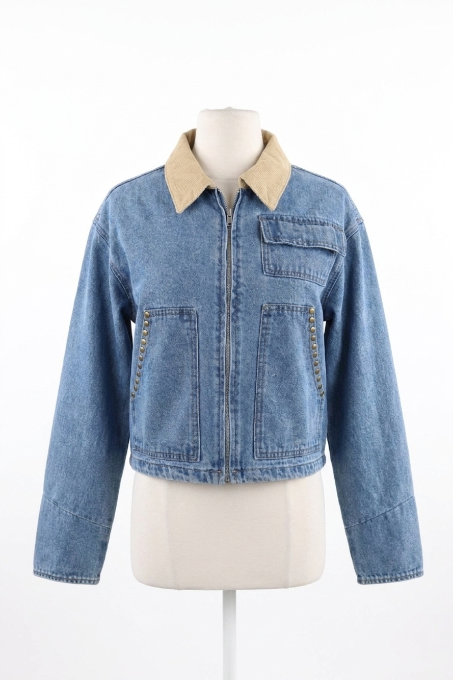 NEW BLUE B antique stud denim jackets in blue